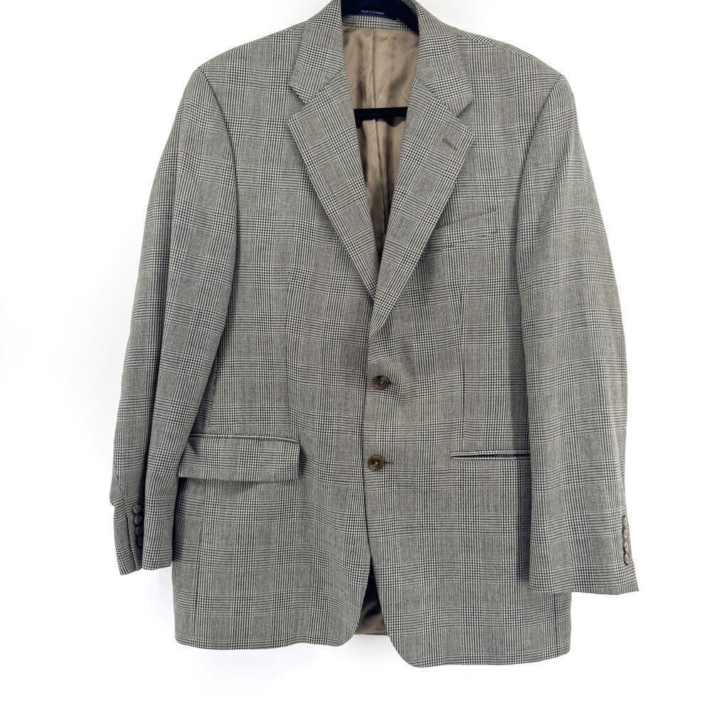 VTG Ralph Lauren CHAPS Glen Plaid Sports Coat Mens 40T Silk Wool Linen Blend